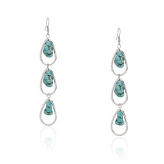 RCE-1128   Rustic Couture's  3 Tiers Artificial  Stone Dangling Earring