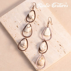 RCE-1128   Rustic Couture's  3 Tiers Artificial  Stone Dangling Earring