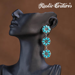 RCE-1131   Rustic Couture's  3 Tiers Squash Blossom Dangling Earring