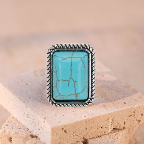 RCR-1001   Rustic Couture's  Vintage Silver Turquoise Ring