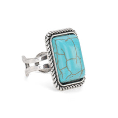 RCR-1001   Rustic Couture's  Vintage Silver Turquoise Ring