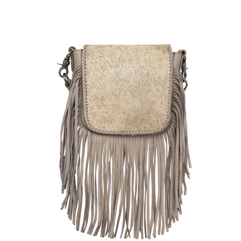 RLC-L161 Montana West Genuine Leather Hair-On Collection Fringe Crossbody