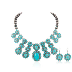 RNS-1048  Rustic Couture's Bohemian Jewelry Sets Statement Necklace Pendant Earrings