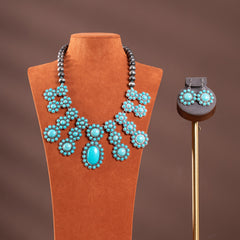 RNS-1048  Rustic Couture's Bohemian Jewelry Sets Statement Necklace Pendant Earrings