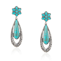 RCE-1132   Rustic Couture's  Navajo Oval Artificial  Stone Dangling Earring