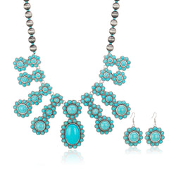 RNS-1048  Rustic Couture's Bohemian Jewelry Sets Statement Necklace Pendant Earrings