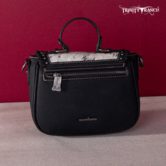 TR149-8360 Trinity Ranch Hair-On Cowhide Saddle Shape Collection Crossbody/Satchel - Black