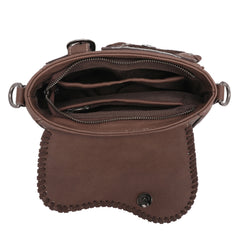 TR149-8360 Trinity Ranch Hair-On Cowhide Saddle Shape Collection Crossbody/Satchel - Coffee