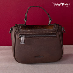 TR149-8360 Trinity Ranch Hair-On Cowhide Saddle Shape Collection Crossbody/Satchel - Coffee