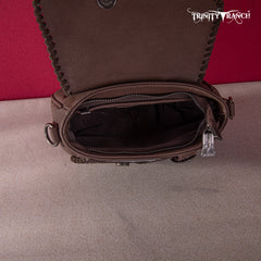 TR149-8360 Trinity Ranch Hair-On Cowhide Saddle Shape Collection Crossbody/Satchel - Coffee