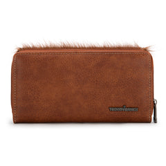 TR149-W010 Trinity Ranch Hair-On Cowhide Saddle Shape Collection Wallet - Brown