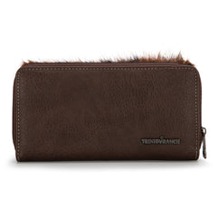 TR149-W010 Trinity Ranch Hair-On Cowhide Saddle Shape Collection Wallet -Coffee