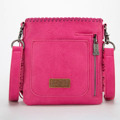 TR162G-2001   Trinity Ranch Hair-On Cowhide Fringe Concealed Carry Crossbody Bag - Hot Pink