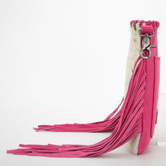 TR162G-2001   Trinity Ranch Hair-On Cowhide Fringe Concealed Carry Crossbody Bag - Hot Pink