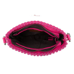 TR162G-2001   Trinity Ranch Hair-On Cowhide Fringe Concealed Carry Crossbody Bag - Hot Pink