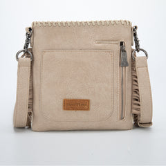 TR162G-2001   Trinity Ranch Hair-On Cowhide Fringe Concealed Carry Crossbody Bag -Tan