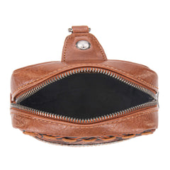 TR179-186 Trinity Ranch Genuine Hair-On Cowhide Tooled Fringe Sling Bag