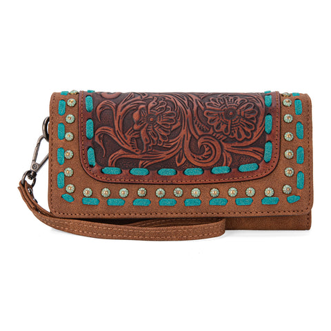 TR181-W018  Trinity Ranch Floral Tooled Collection Wallet