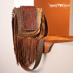 TR181G-9360  Trinity Ranch Floral Tooled  Concealed Carry Crossbody Bag