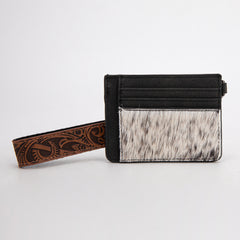 TR182-W008  Trinity Ranch Hair-On Cowhide Collection Key Ring Card Case - Black