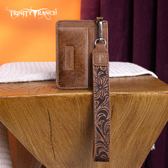 TR182-W008  Trinity Ranch Hair-On Cowhide Collection Key Ring Card Case - Brown