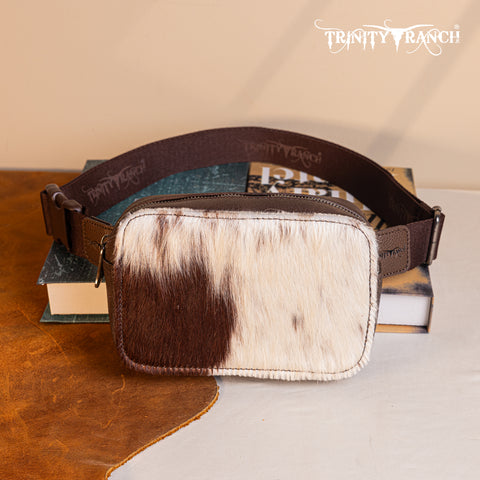 TR184-194 Trinity Ranch Genuine Hair-On Cowhide Belt Bag - Coffee