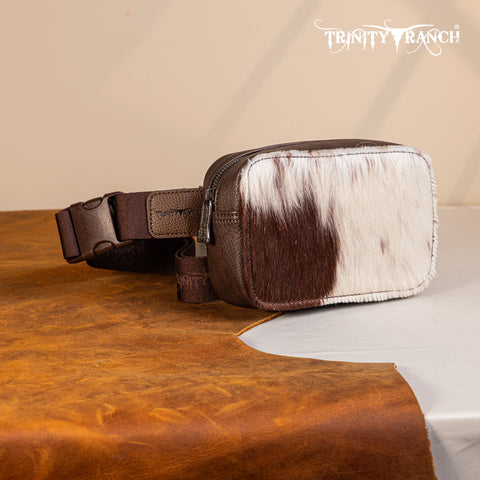 TR184-194 Trinity Ranch Genuine Hair-On Cowhide Belt Bag - Coffee