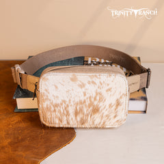 TR184-194 Trinity Ranch Genuine Hair-On Cowhide Belt Bag - Tan