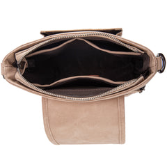 TR185G-9360  Trinity Ranch Genuine Hair-On Cowhide Tooled Concealed Carry Crossbody Bag- Tan