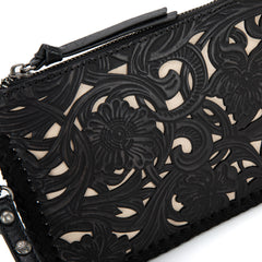 TR186-181  Trinity Ranch Leather Floral Tooled Collection Clutch/Crossbody