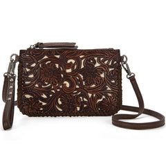 TR186-181  Trinity Ranch Leather Floral Tooled Collection Clutch/Crossbody