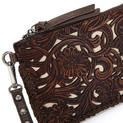 TR186-181  Trinity Ranch Leather Floral Tooled Collection Clutch/Crossbody