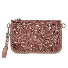 TR186-181  Trinity Ranch Leather Floral Tooled Collection Clutch/Crossbody