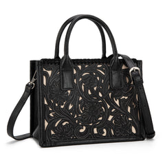 TR186-8121   Trinity Ranch Floral Tooled  Mini Tote/Crossbody