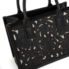 TR186-8121   Trinity Ranch Floral Tooled  Mini Tote/Crossbody