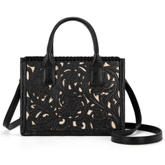 TR186-8121   Trinity Ranch Floral Tooled  Mini Tote/Crossbody