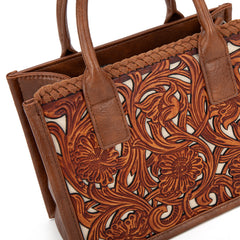 TR186-8121   Trinity Ranch Floral Tooled  Mini Tote/Crossbody