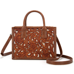 TR186-8121   Trinity Ranch Floral Tooled  Mini Tote/Crossbody