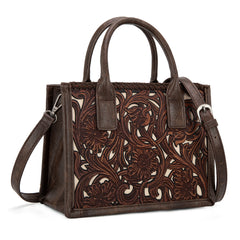 TR186-8121   Trinity Ranch Floral Tooled  Mini Tote/Crossbody