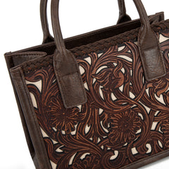 TR186-8121   Trinity Ranch Floral Tooled  Mini Tote/Crossbody