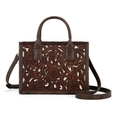 TR186-8121   Trinity Ranch Floral Tooled  Mini Tote/Crossbody