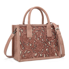 TR186-8121   Trinity Ranch Floral Tooled  Mini Tote/Crossbody