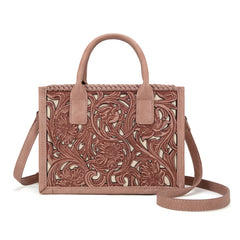 TR186-8121   Trinity Ranch Floral Tooled  Mini Tote/Crossbody