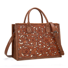 TR186-8122   Trinity Ranch Floral Tooled Concealed Carry Tote/Crossbody