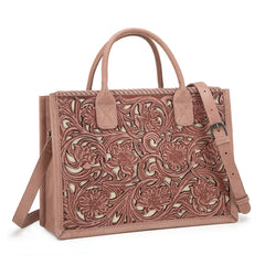 TR186-8122   Trinity Ranch Floral Tooled Concealed Carry Tote/Crossbody