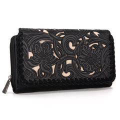 TR186-W010  Trinity Ranch Floral Tooled Collection Wallet