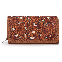 TR186-W010  Trinity Ranch Floral Tooled Collection Wallet