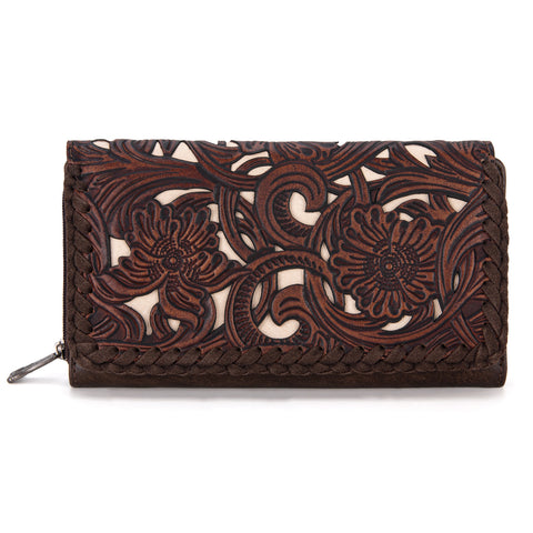 TR186-W010  Trinity Ranch Floral Tooled Collection Wallet