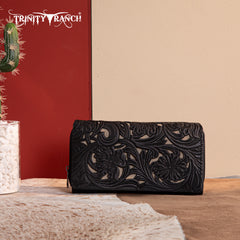 TR188-W010  Trinity Ranch Floral Tooled Collection Wallet