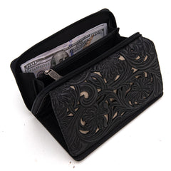 TR188-W010  Trinity Ranch Floral Tooled Collection Wallet